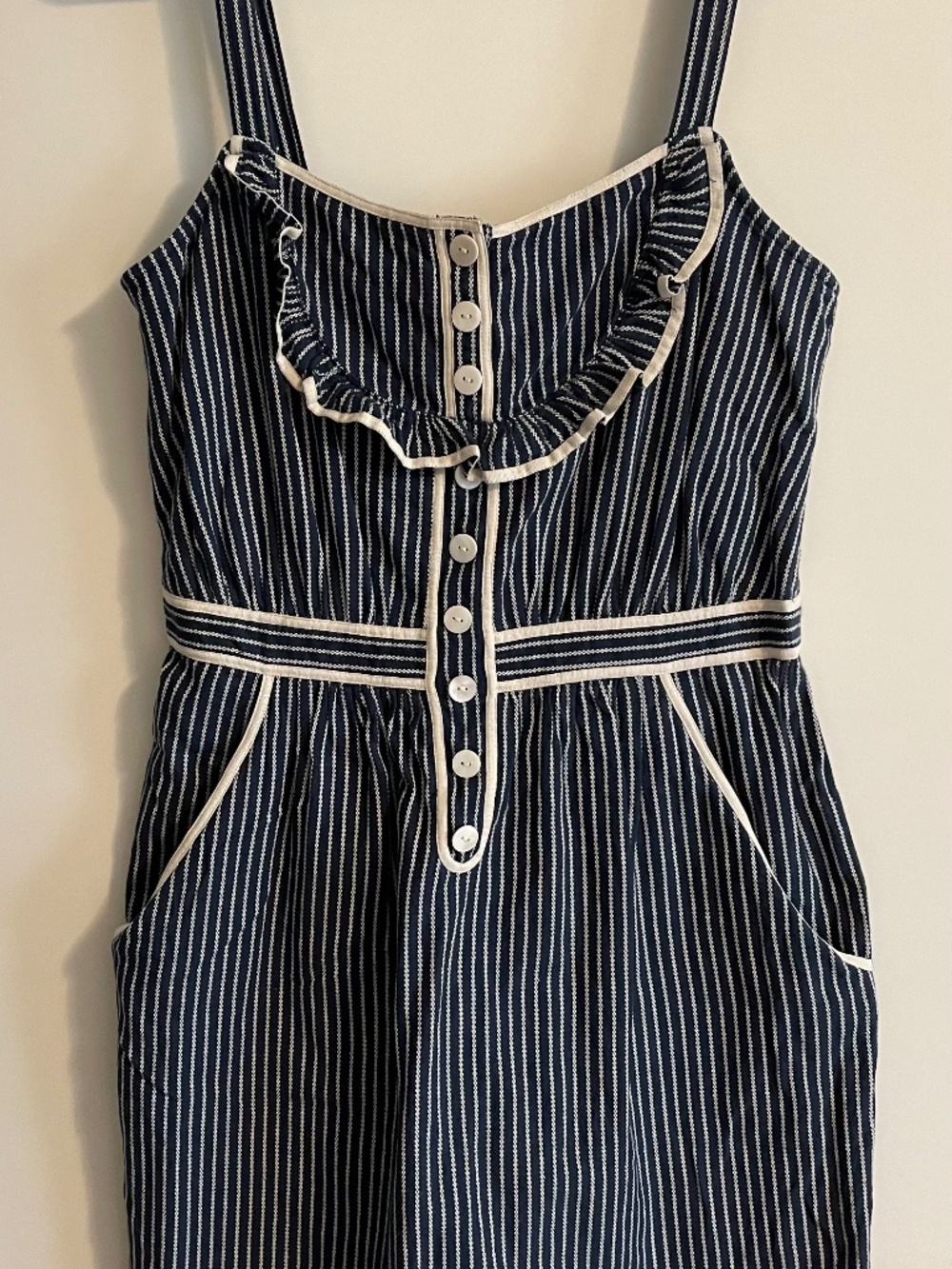 Tikirani Blue & White Striped Apron Dress